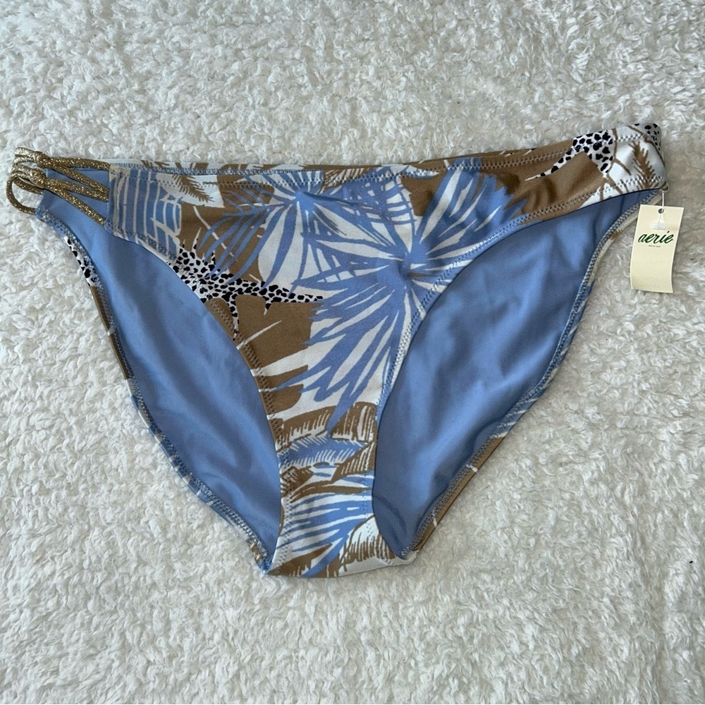Aerie Patterned Gold Glitter Bikini Bottoms XL NEW